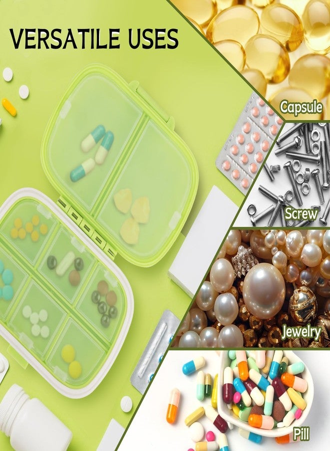 BUWUSMU 18 Pack Travel Pill Boxes Bulk Small Pill Case Portable Pill Organizer 8 Compartments Pill Box Dispenser Daily Vitamin Jewelry Organizer Travel Must Haveswith(3 Colors with 192 Pcs Labels) - Image 5